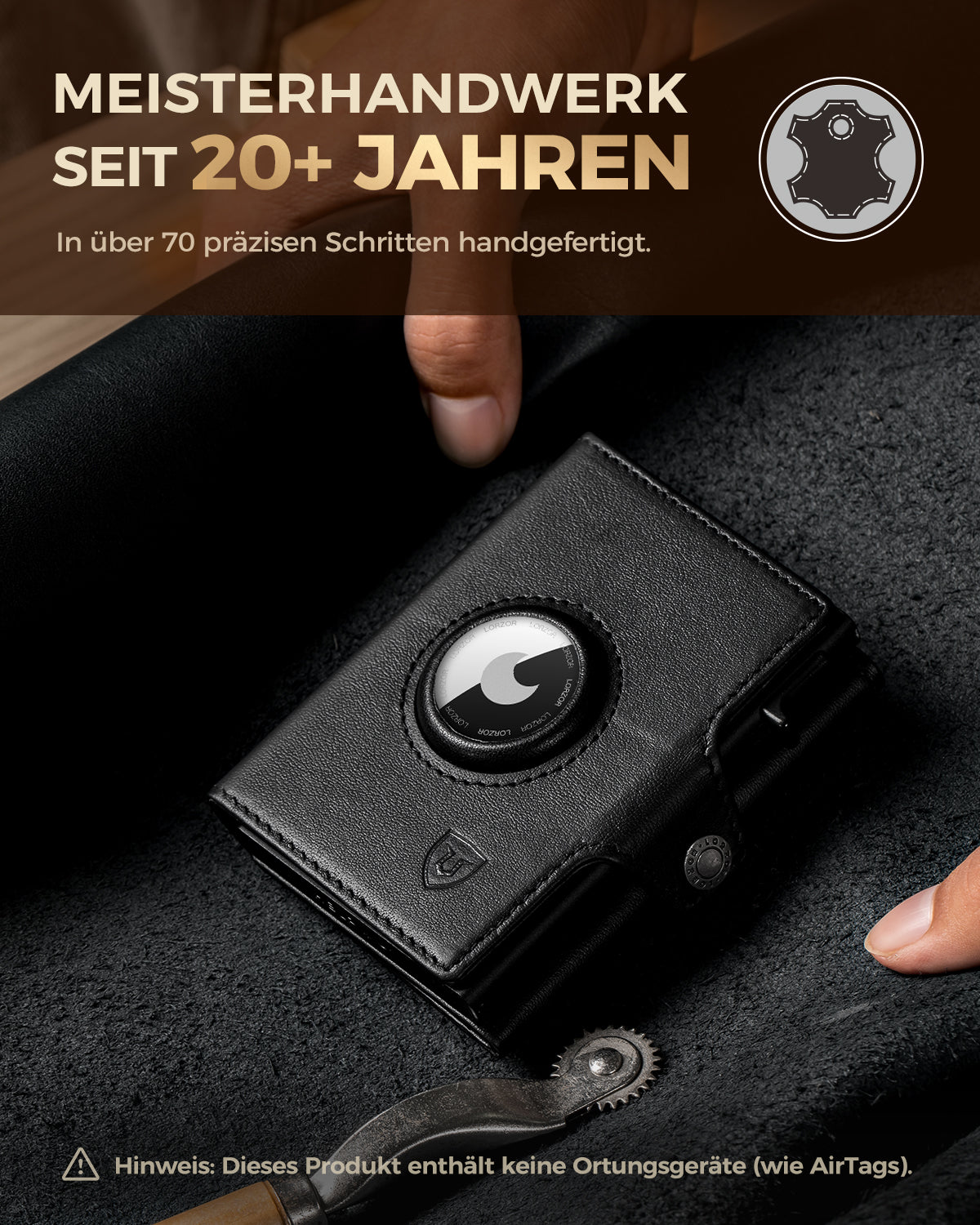 LORZOR AirTag Wallet Leather Wallet with Coin Pocket BN