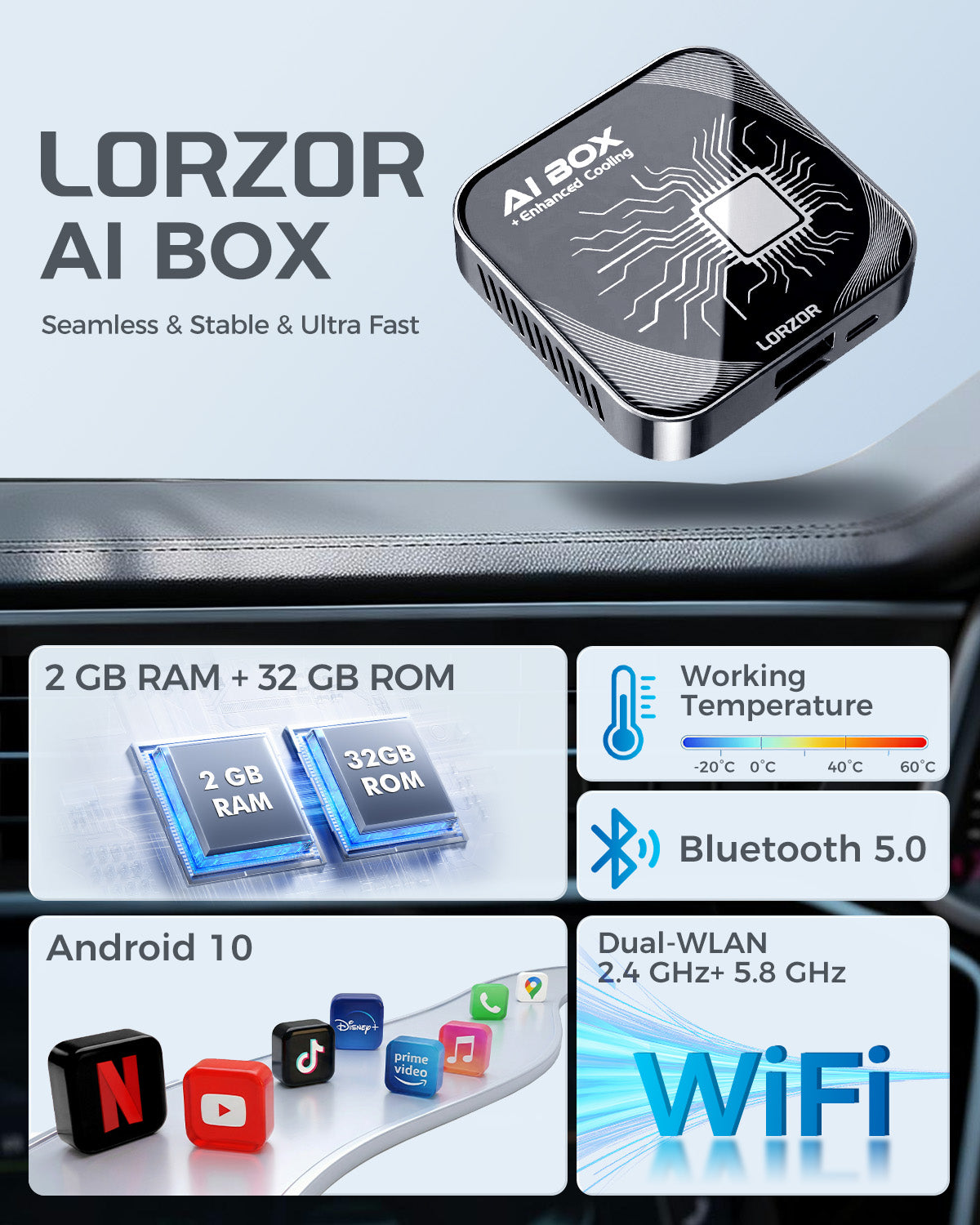 Wireless CarPlay AI Box Adapter | LORZOR