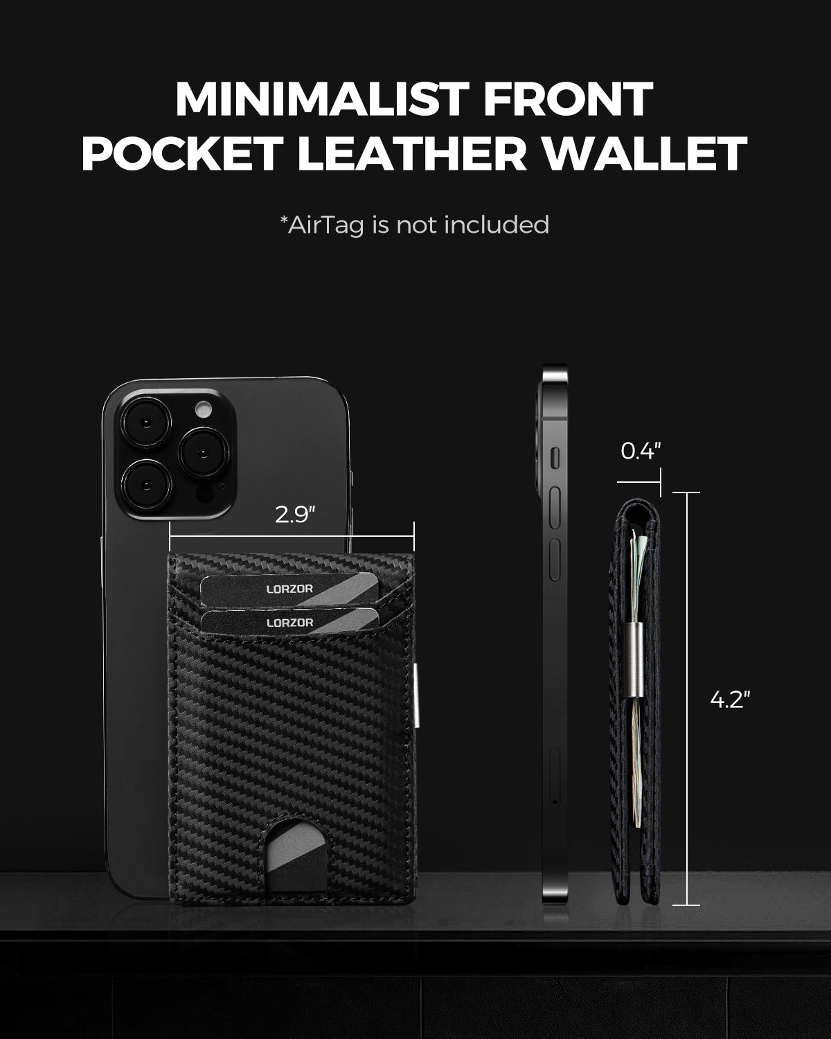 LORZOR schlanke minimalist ische Front tasche Herren Geldbörse mit Geld-Clip für Apple Air Tag