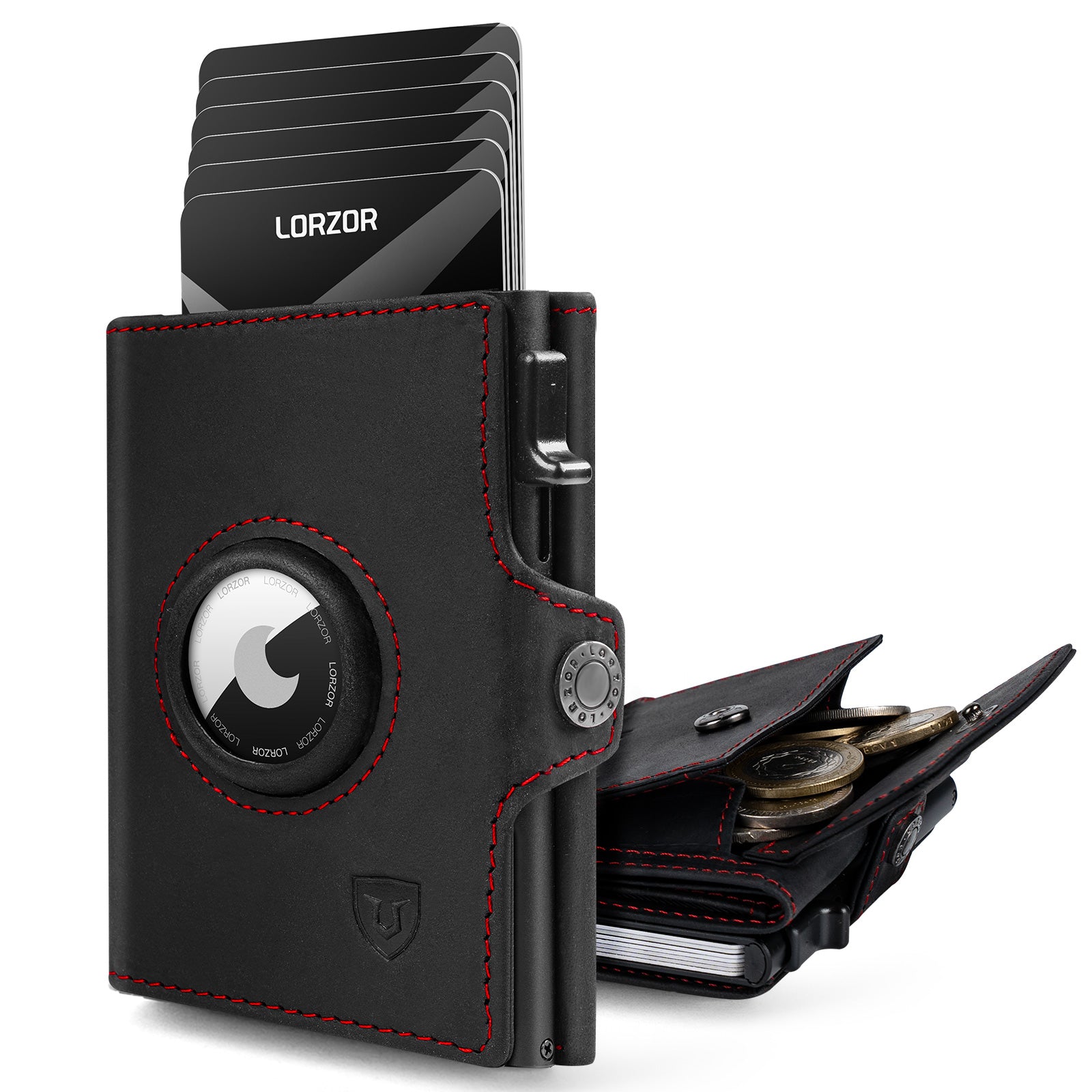 LORZOR AirTag Wallet Leather Wallet with Coin Pocket BN