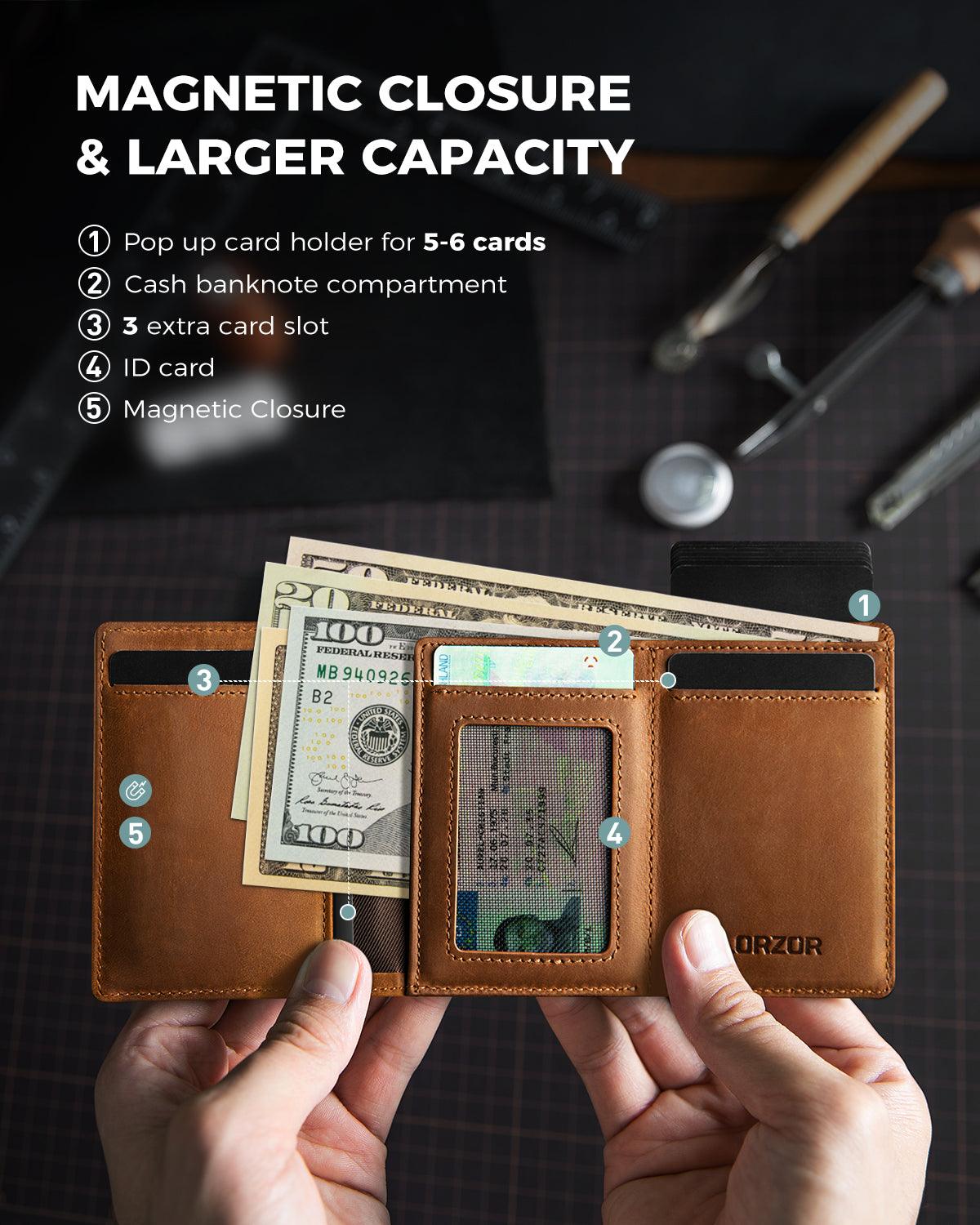 LORZOR-MagTri AirTag Wallet - Premium Leather - LORZOR