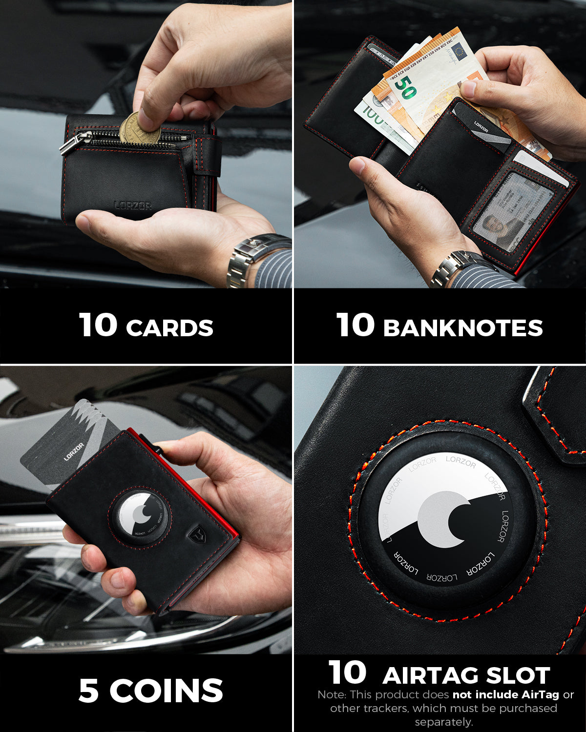 LORZOR TieSnap AirTag Wallet