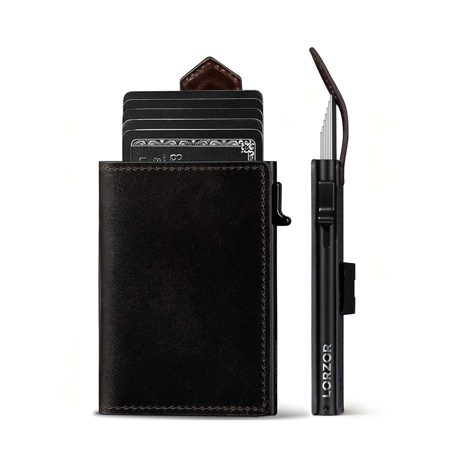 LORZOR Mens Leather Wallet-Minimalist Wallet GM4