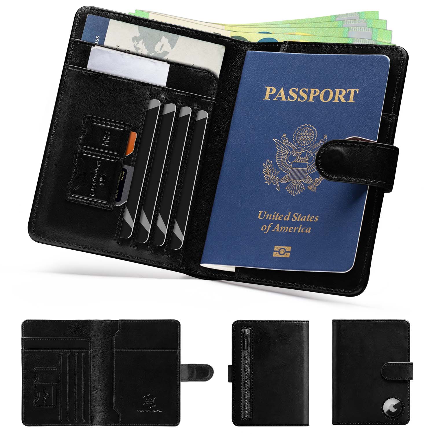 LORZOR LEATHER PASSPORT HOLDER - TRAVEL WALLET