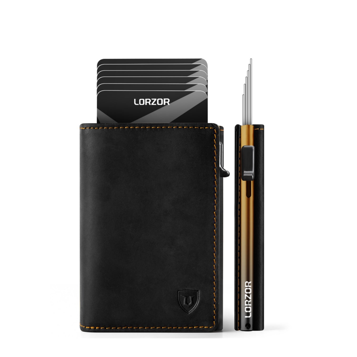 LORZOR Men's Leather Wallet Cards Case