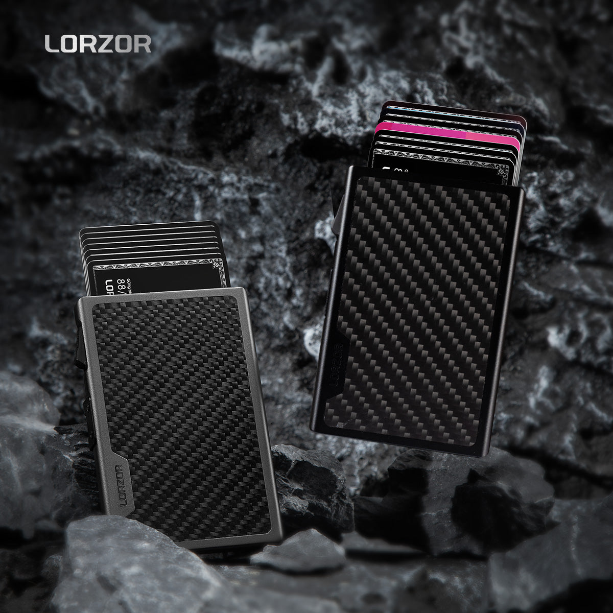 LORZOR Wallet Carbon Fiber with Money Clip