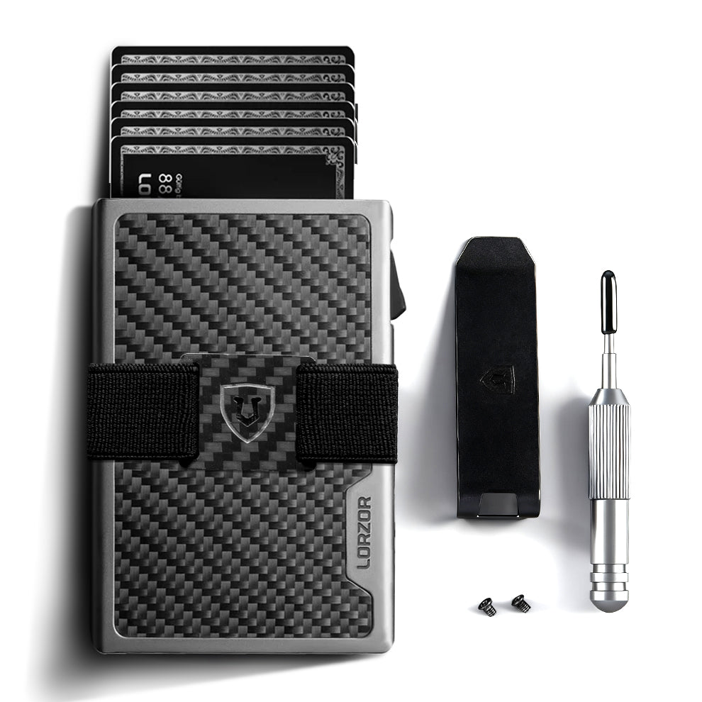 LORZOR Wallet Carbon Fiber with Money Clip