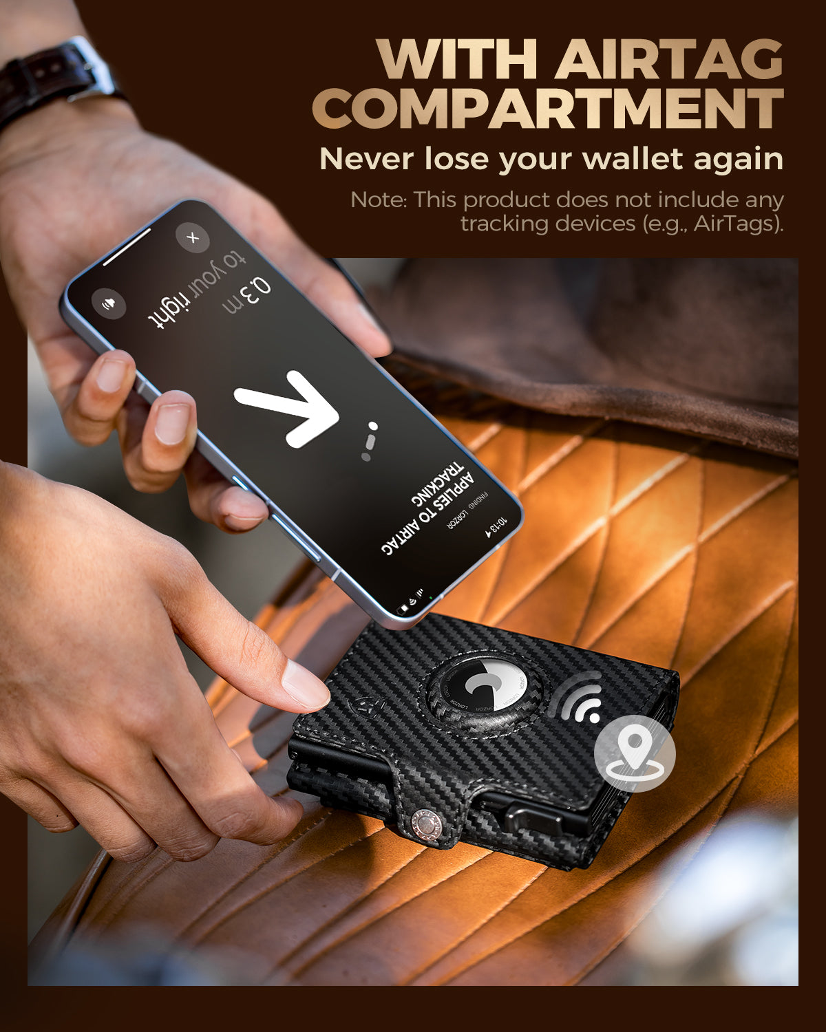LORZOR TriPop Plus AirTag Wallet with Coin Pocket