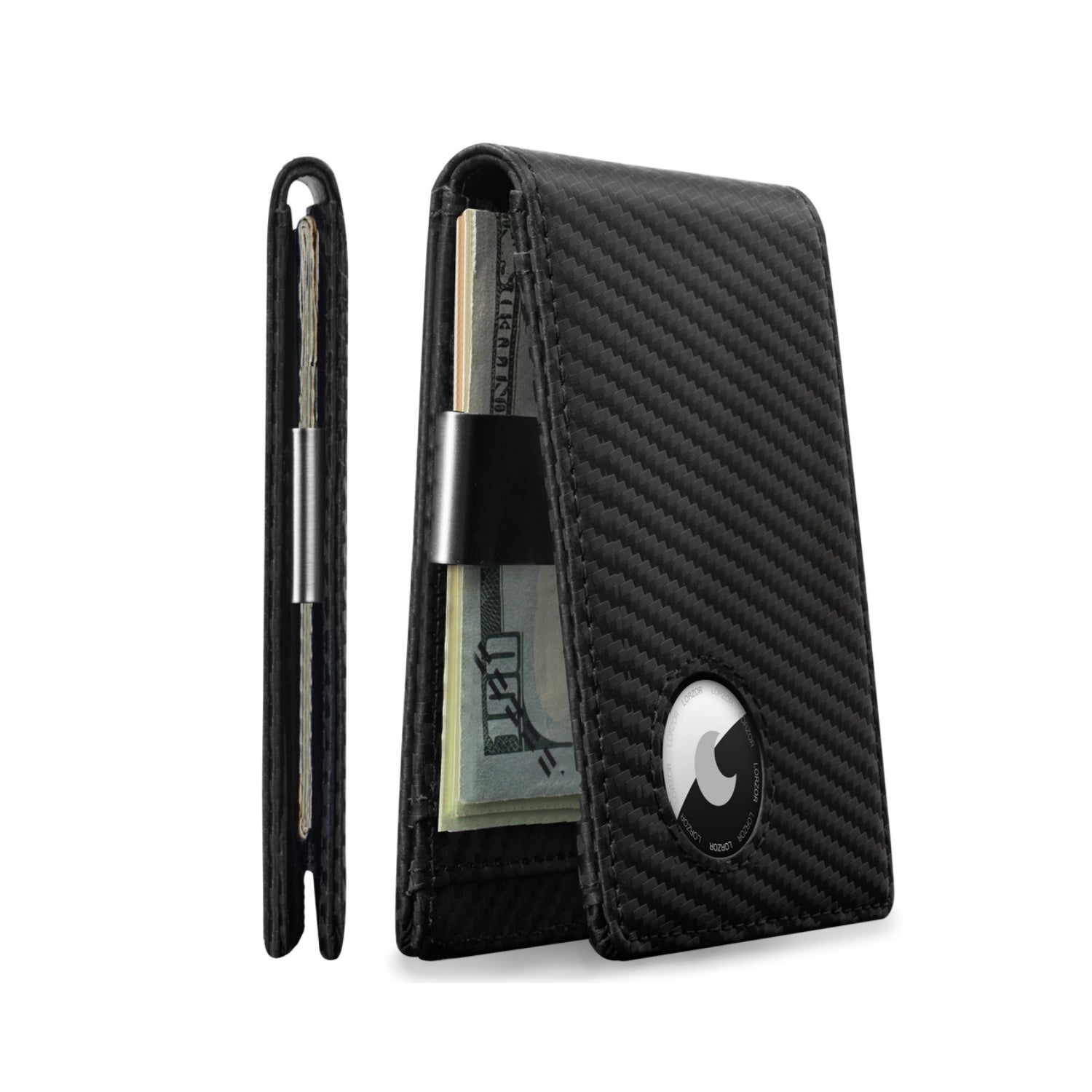 LORZOR schlanke minimalist ische Front tasche Herren Geldbörse mit Geld-Clip für Apple Air Tag