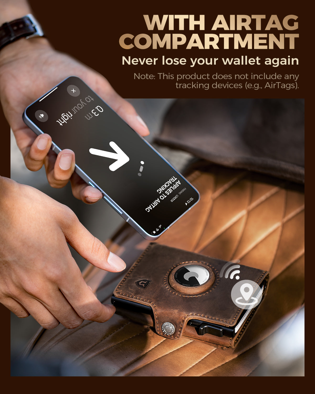 LORZOR TriPop Plus AirTag Wallet with Coin Pocket