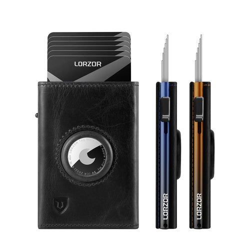 LORZOR AIRTAG LEATHER WALLER 4.5 POP UP WALLET