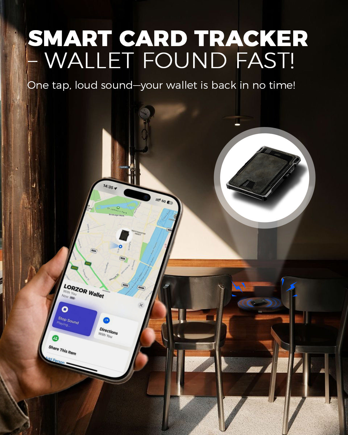 LORZOR Tactical Wallet With Tracker Card Set