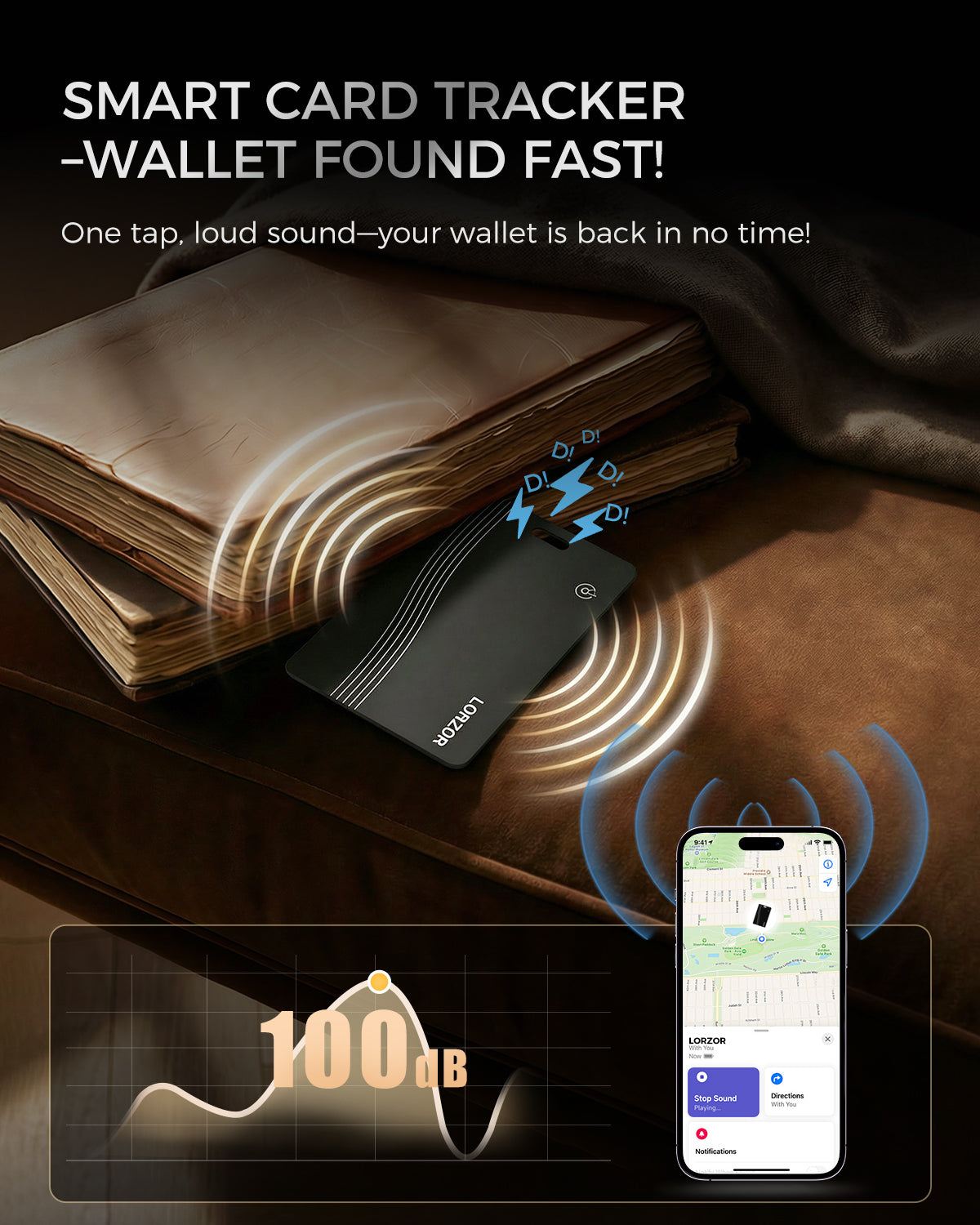 Wallet Tracker Card – Slim Find My Compatible Wallet Finder | LORZOR