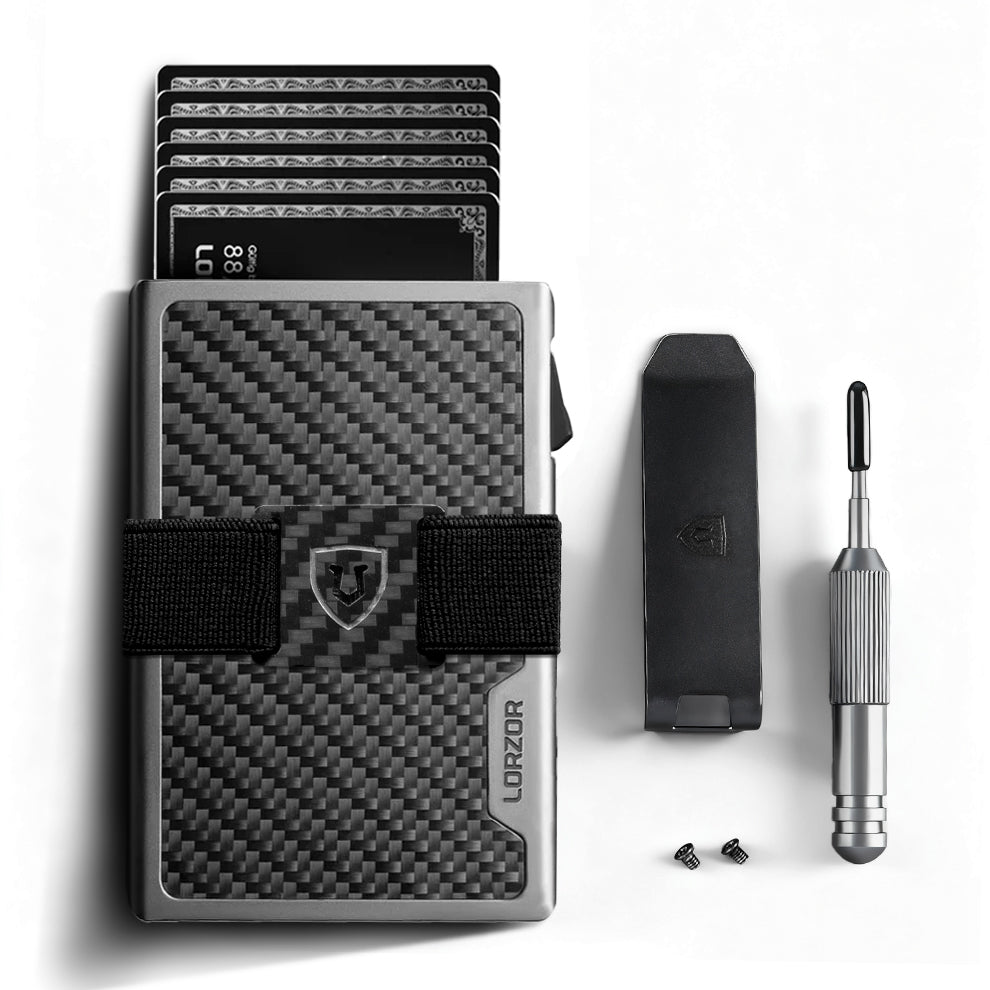 LORZOR Wallet Carbon Fiber with Money Clip