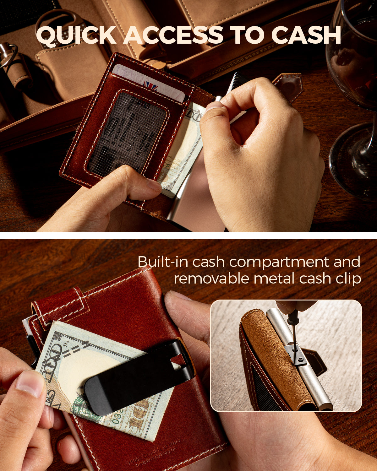 LORZOR Mens Leather Wallet-Minimalist Wallet GM4