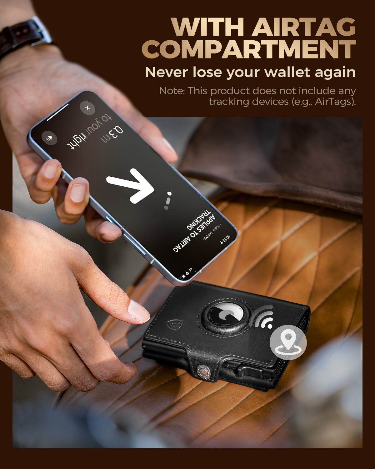 LORZOR TriPop Plus AirTag Wallet with Coin Pocket