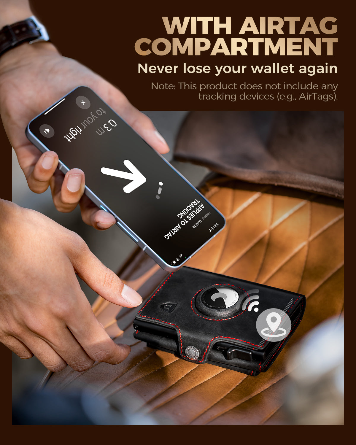 LORZOR TriPop Plus AirTag Wallet with Coin Pocket