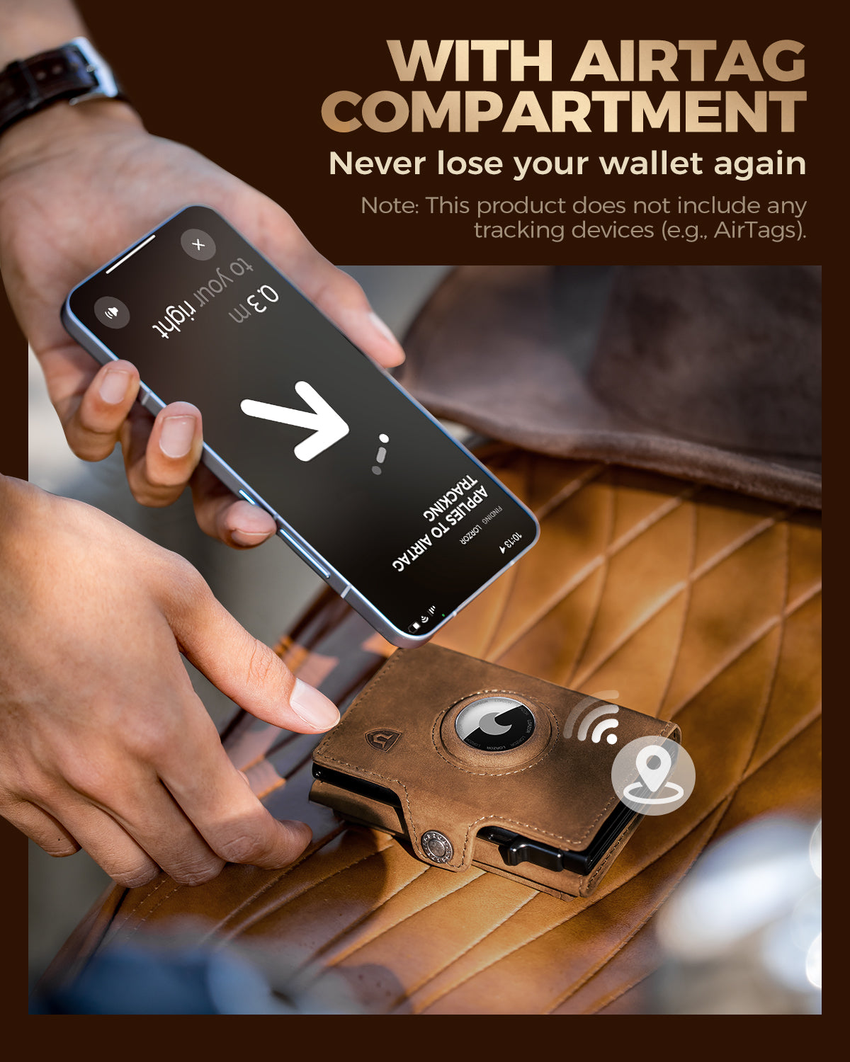 LORZOR TriPop Plus AirTag Wallet with Coin Pocket