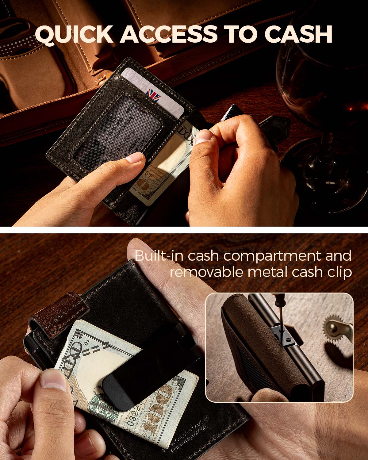 LORZOR Mens Leather Wallet-Minimalist Wallet GM4