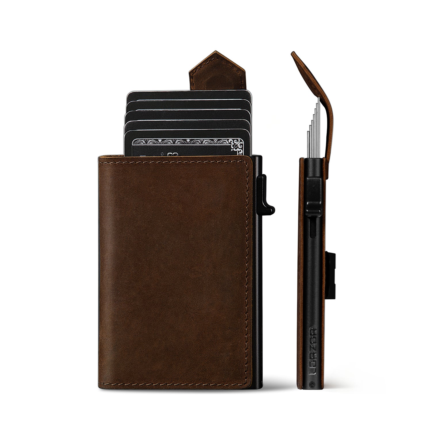LORZOR Mens Leather Wallet-Minimalist Wallet GM4