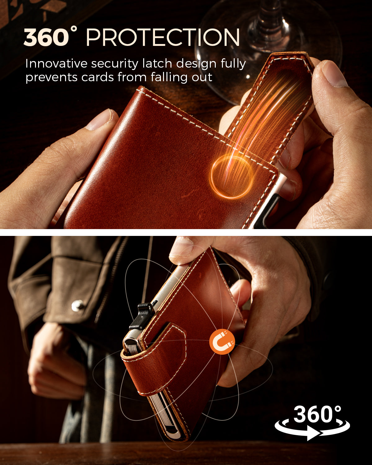 LORZOR Mens Leather Wallet-Minimalist Wallet GM4