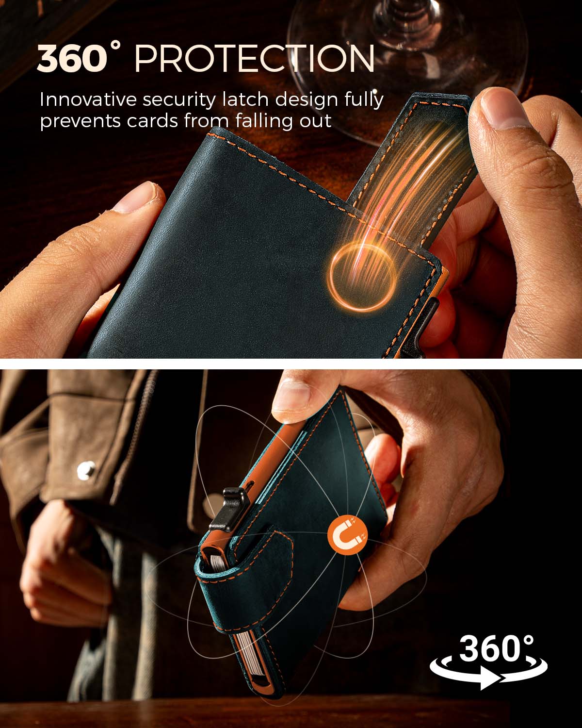 LORZOR Mens Leather Wallet-Minimalist Wallet GM4