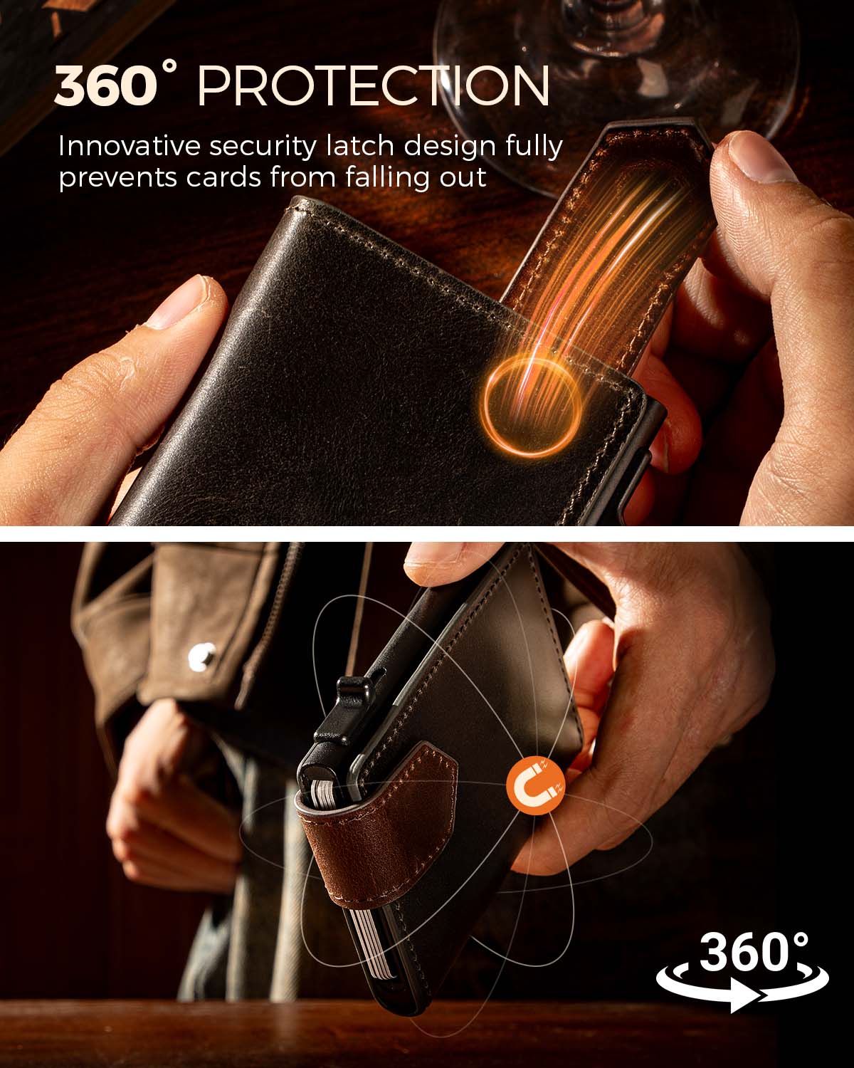 LORZOR Mens Leather Wallet-Minimalist Wallet GM4