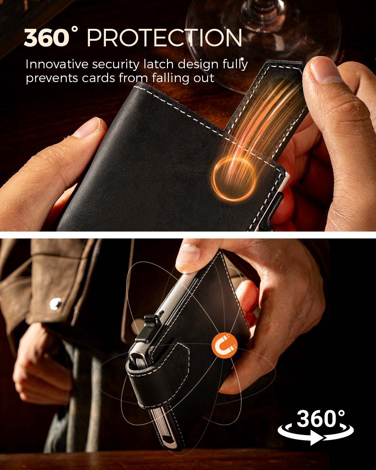 LORZOR Mens Leather Wallet-Minimalist Wallet GM4