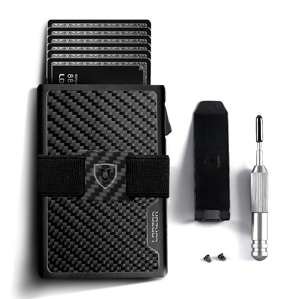 LORZOR Wallet Slim Pop up Wallet Carbon Fiber with Money Clip