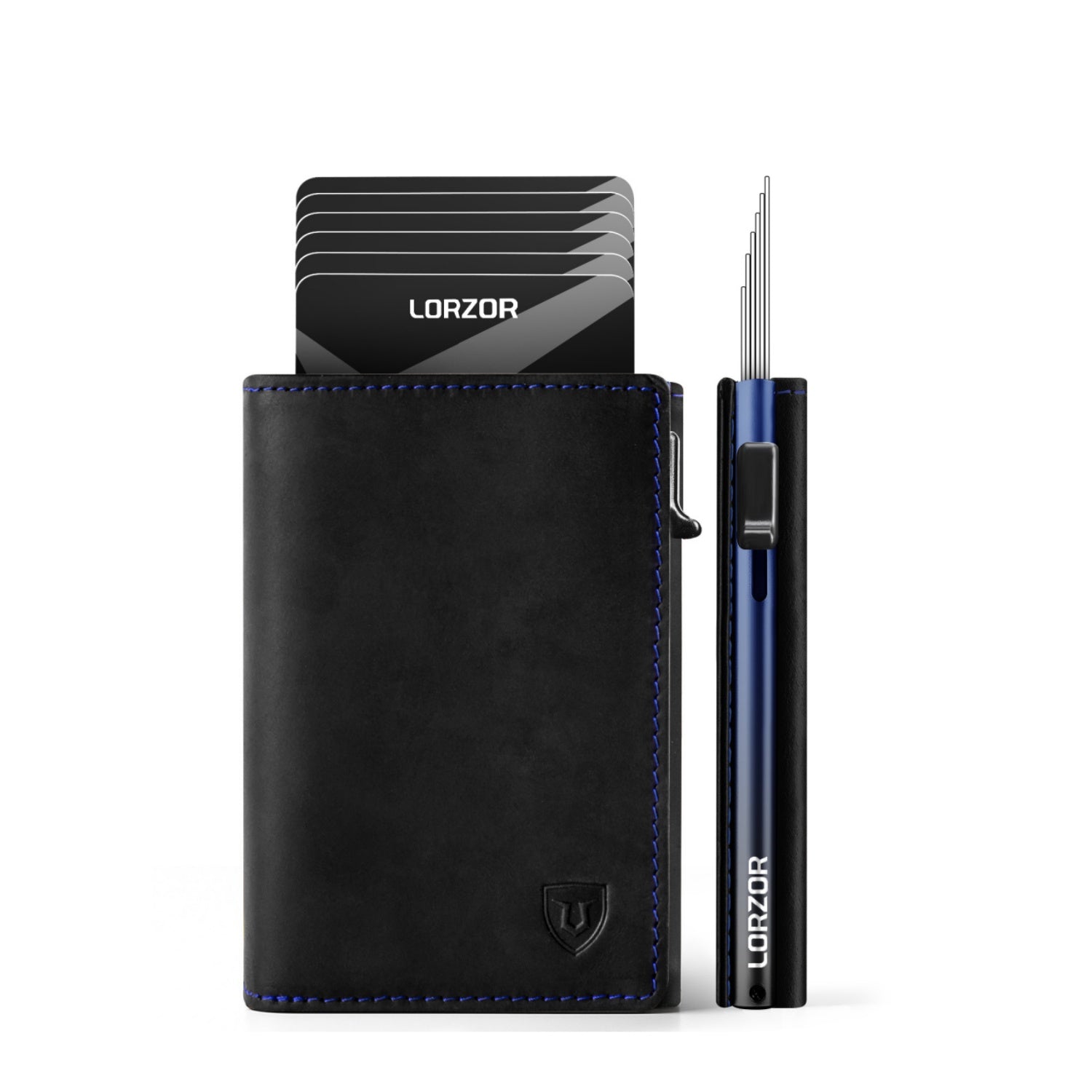 LORZOR Men's Leather Wallet Cards Case