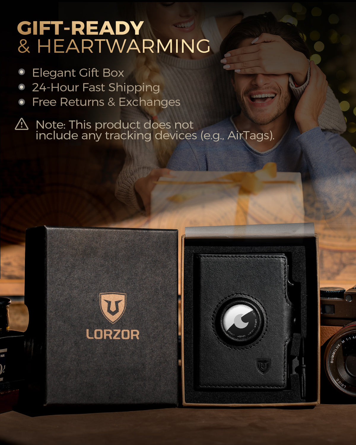 LORZOR TriPop Plus AirTag Wallet with Coin Pocket
