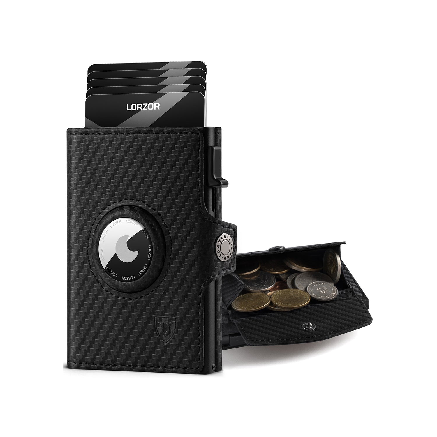 LORZOR AirTag Wallet Leather Wallet with Coin Pocket BN