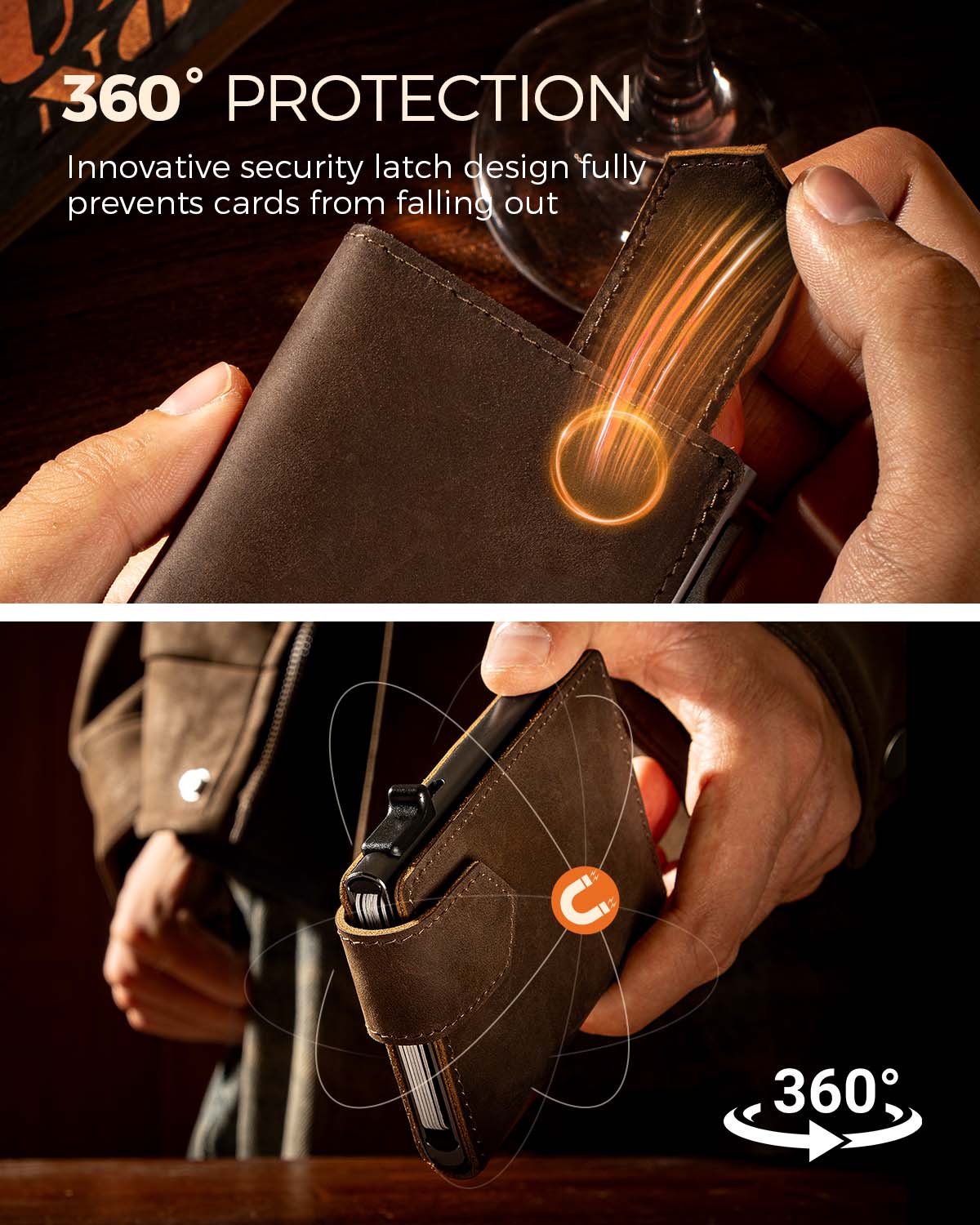 LORZOR Mens Leather Wallet-Minimalist Wallet GM4