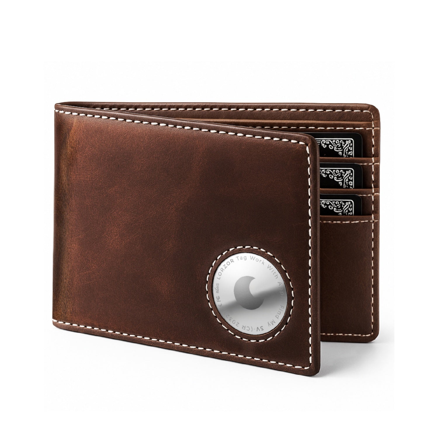 AirTag Leather Wallet – Bifold Trackable Wallet for Men | LORZOR A1