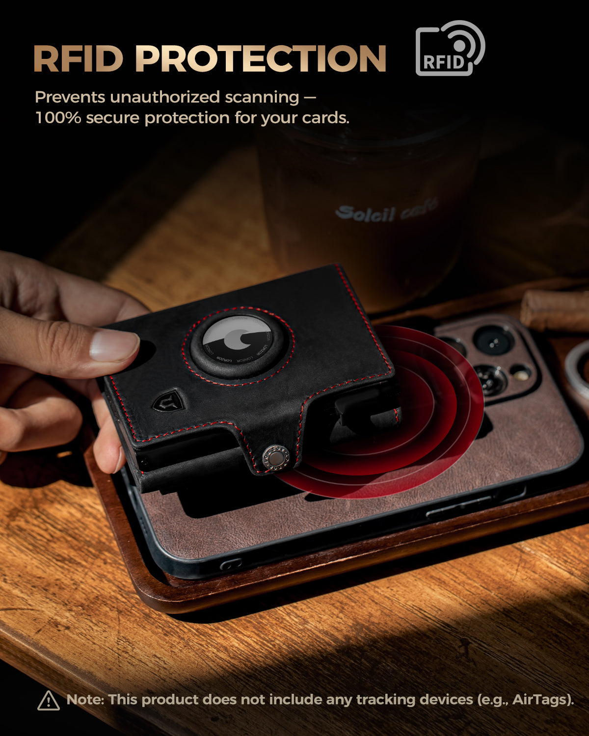 LORZOR TriPop Plus AirTag Wallet with Coin Pocket