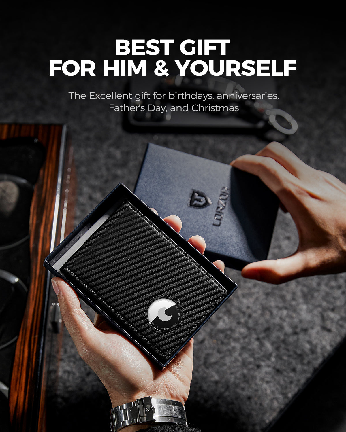 LORZOR schlanke minimalist ische Front tasche Herren Geldbörse mit Geld-Clip für Apple Air Tag