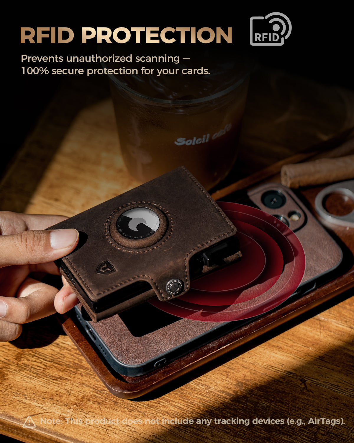LORZOR TriPop Plus AirTag Wallet with Coin Pocket