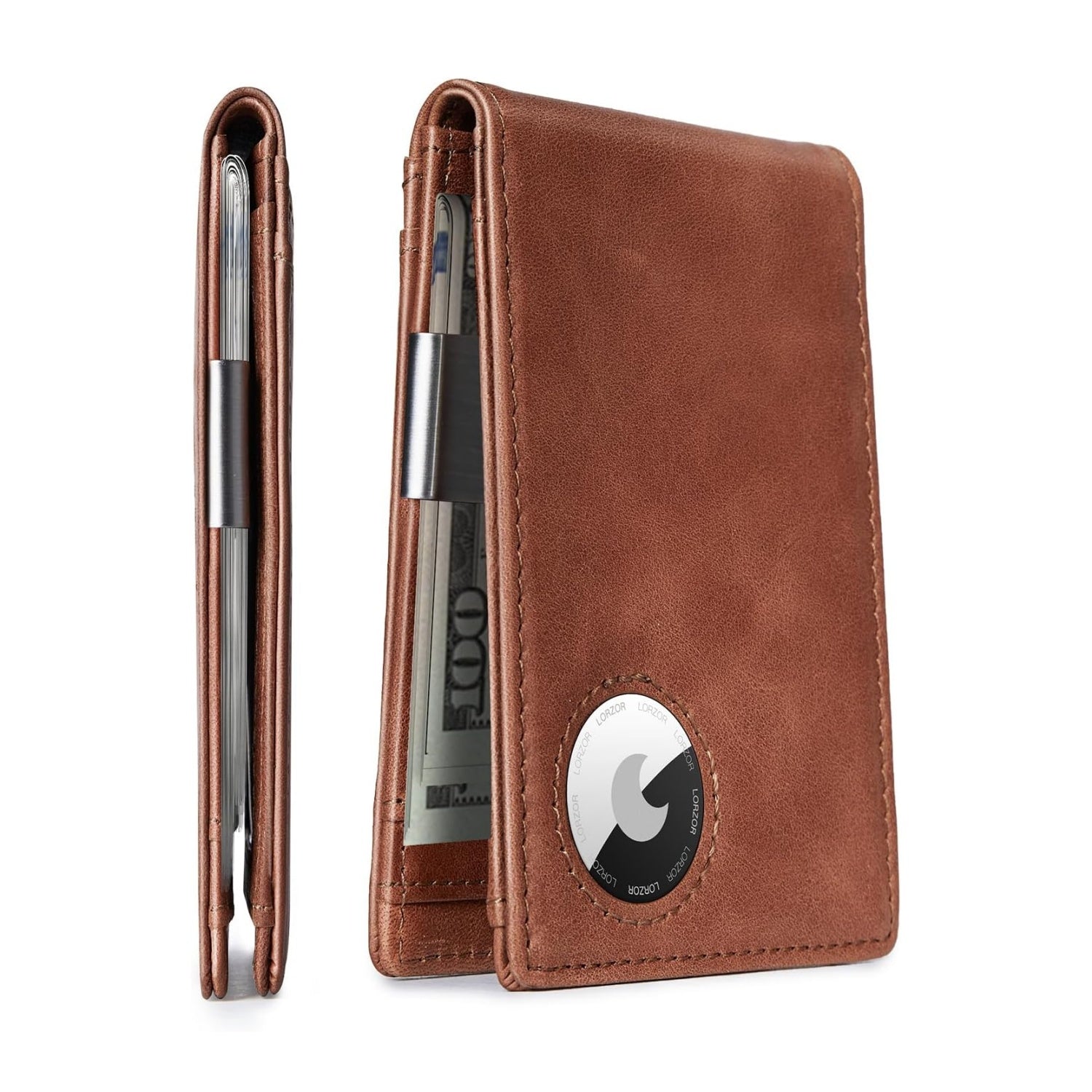LORZOR schlanke minimalist ische Front tasche Herren Geldbörse mit Geld-Clip für Apple Air Tag