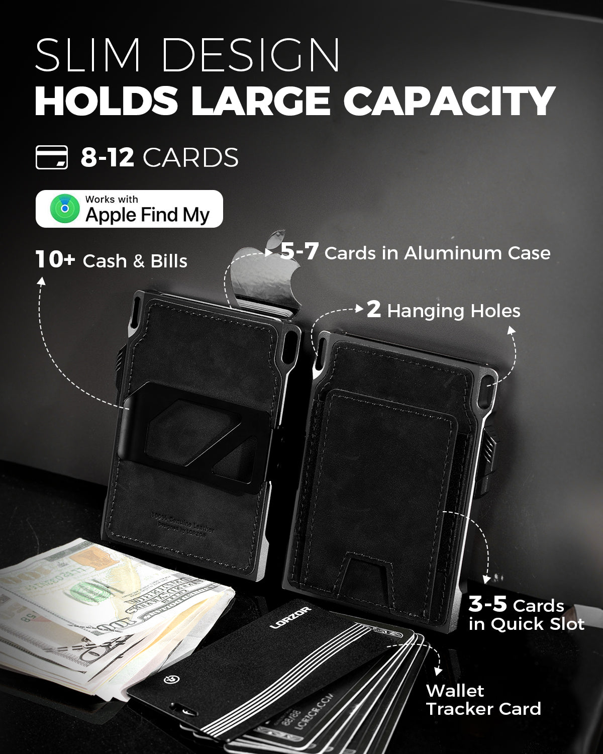 LORZOR Tactical Wallet With Tracker Card Set