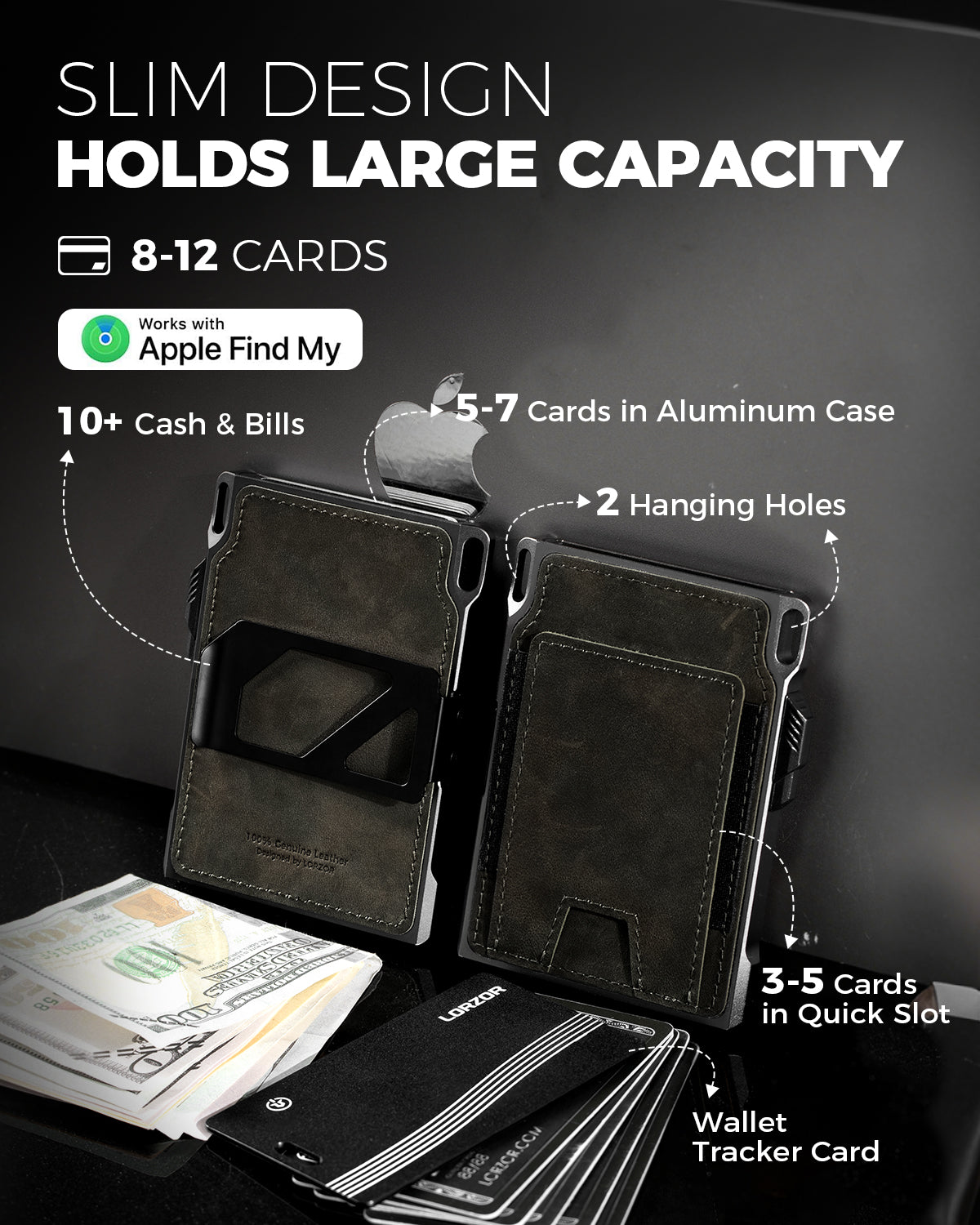 LORZOR Tactical Wallet With Tracker Card Set