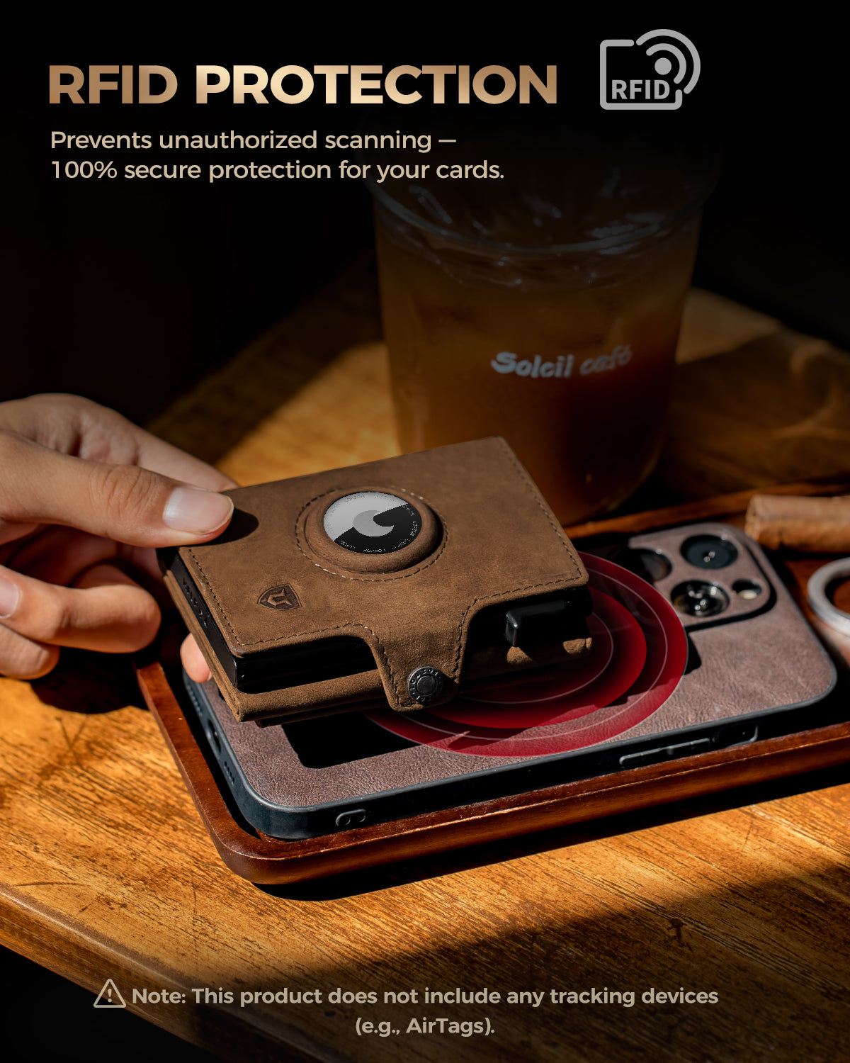 LORZOR TriPop Plus AirTag Wallet with Coin Pocket
