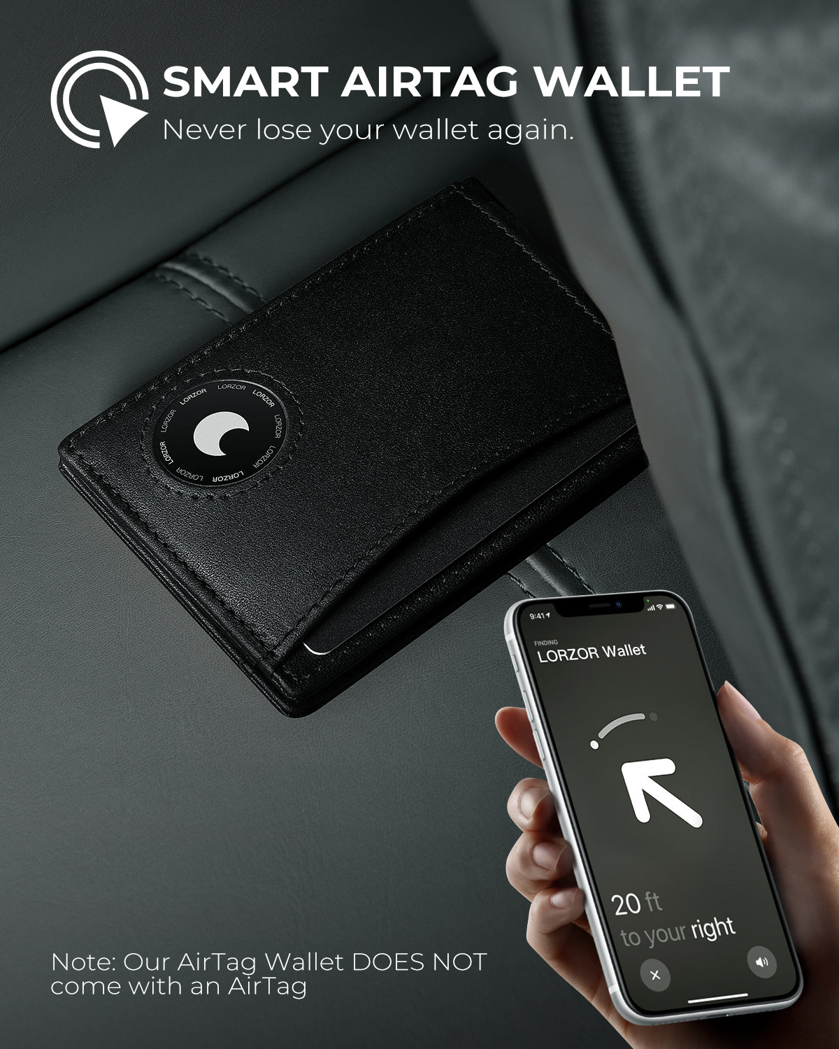 LORZOR-BifWA4 Airtag MoneyClip - Premium-Leder