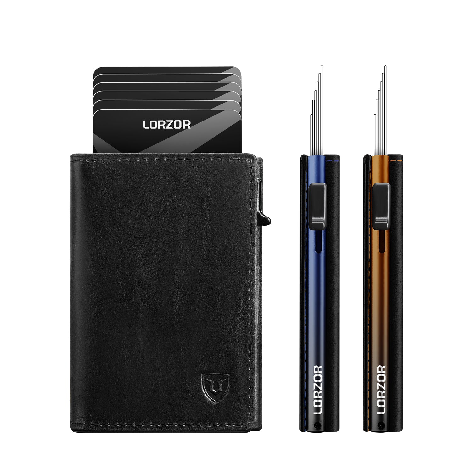 LORZOR MENS LEATHER WALLET CARDS CASE