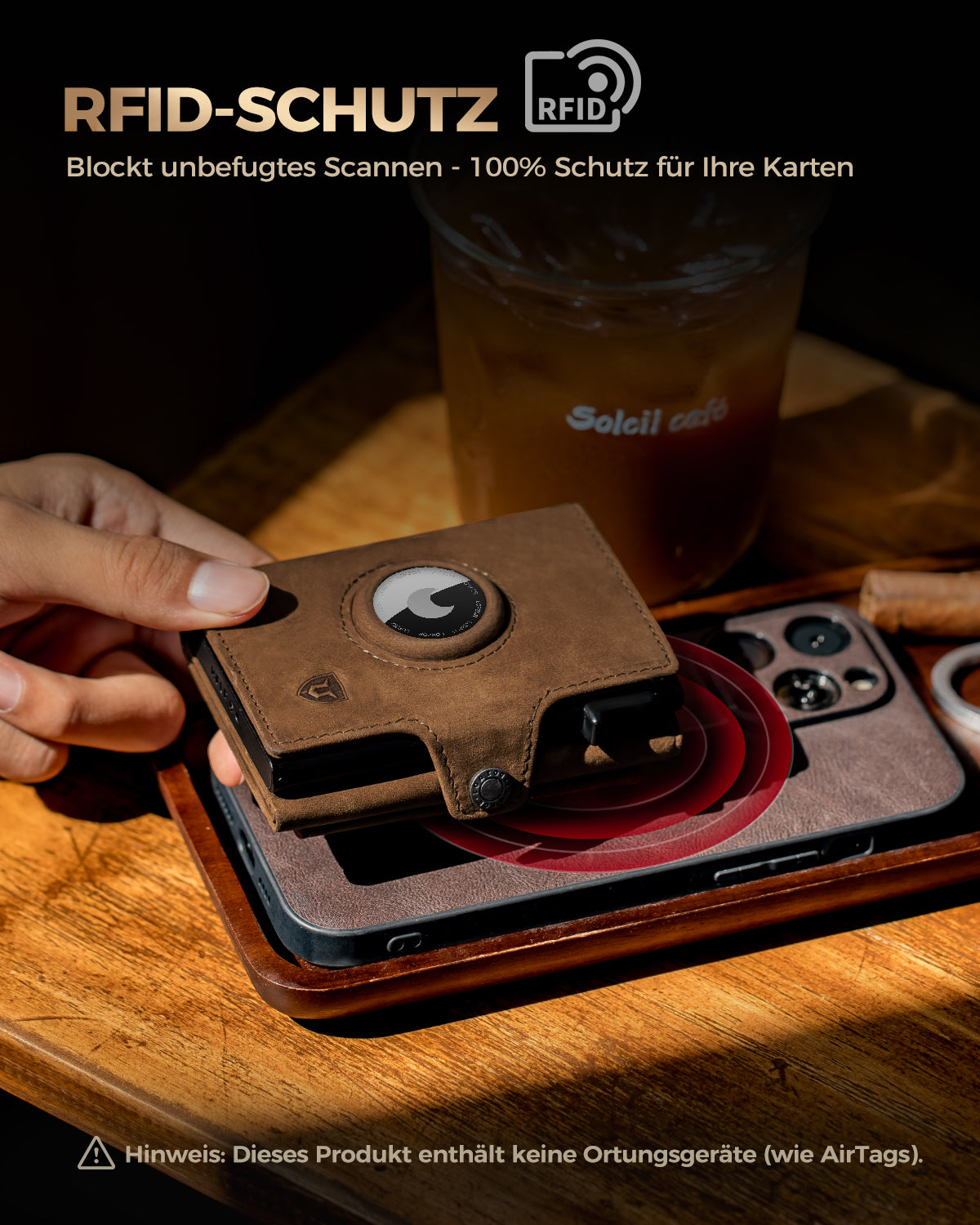 LORZOR AirTag Wallet Leather Wallet with Coin Pocket BN