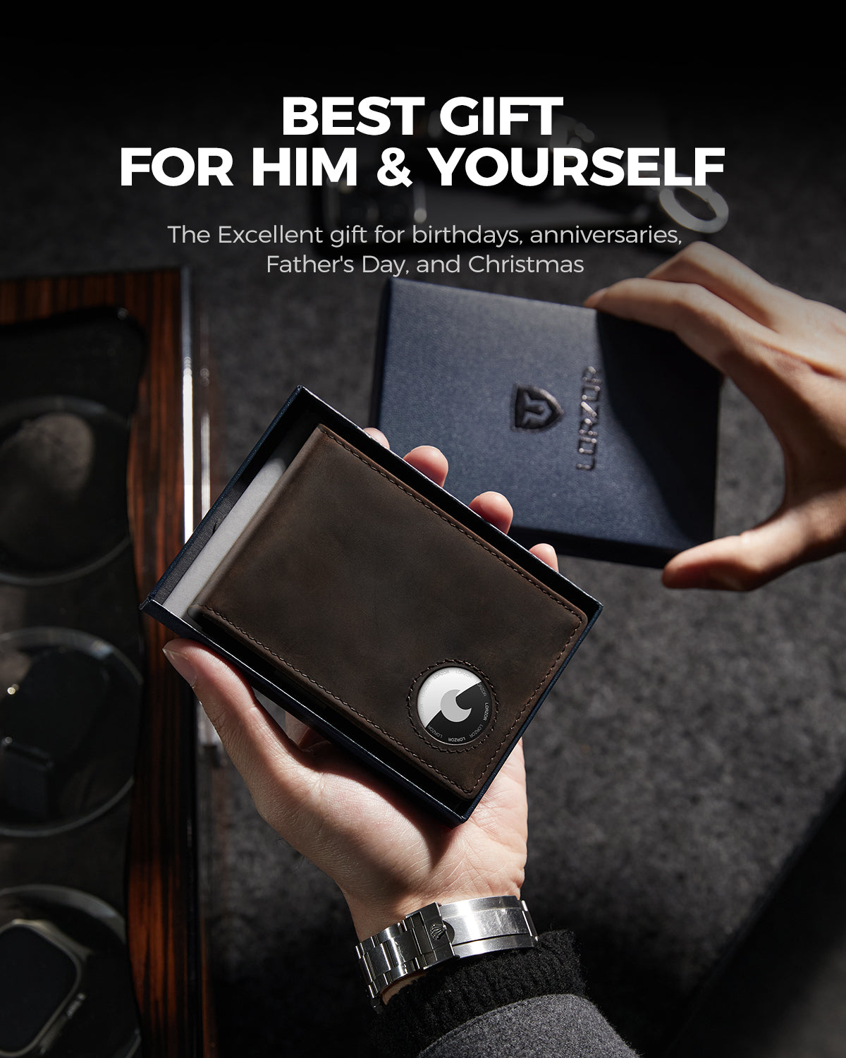 LORZOR schlanke minimalist ische Front tasche Herren Geldbörse mit Geld-Clip für Apple Air Tag