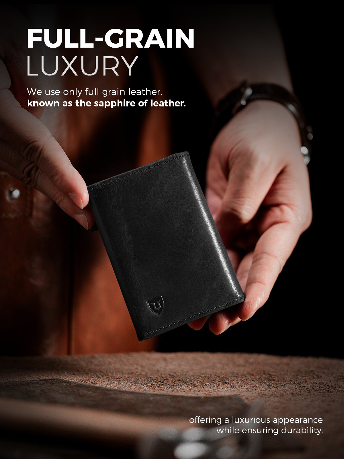LORZOR Men's Leather Wallet Cards Case
