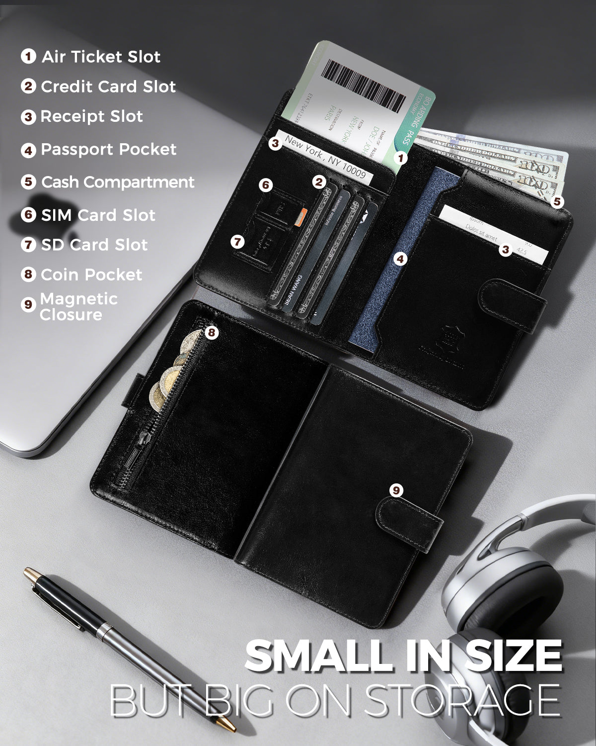 Full Grain Leather Passport Holder Travel Wallet