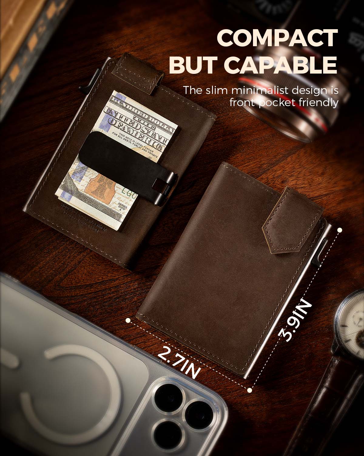 LORZOR Mens Leather Wallet-Minimalist Wallet GM4