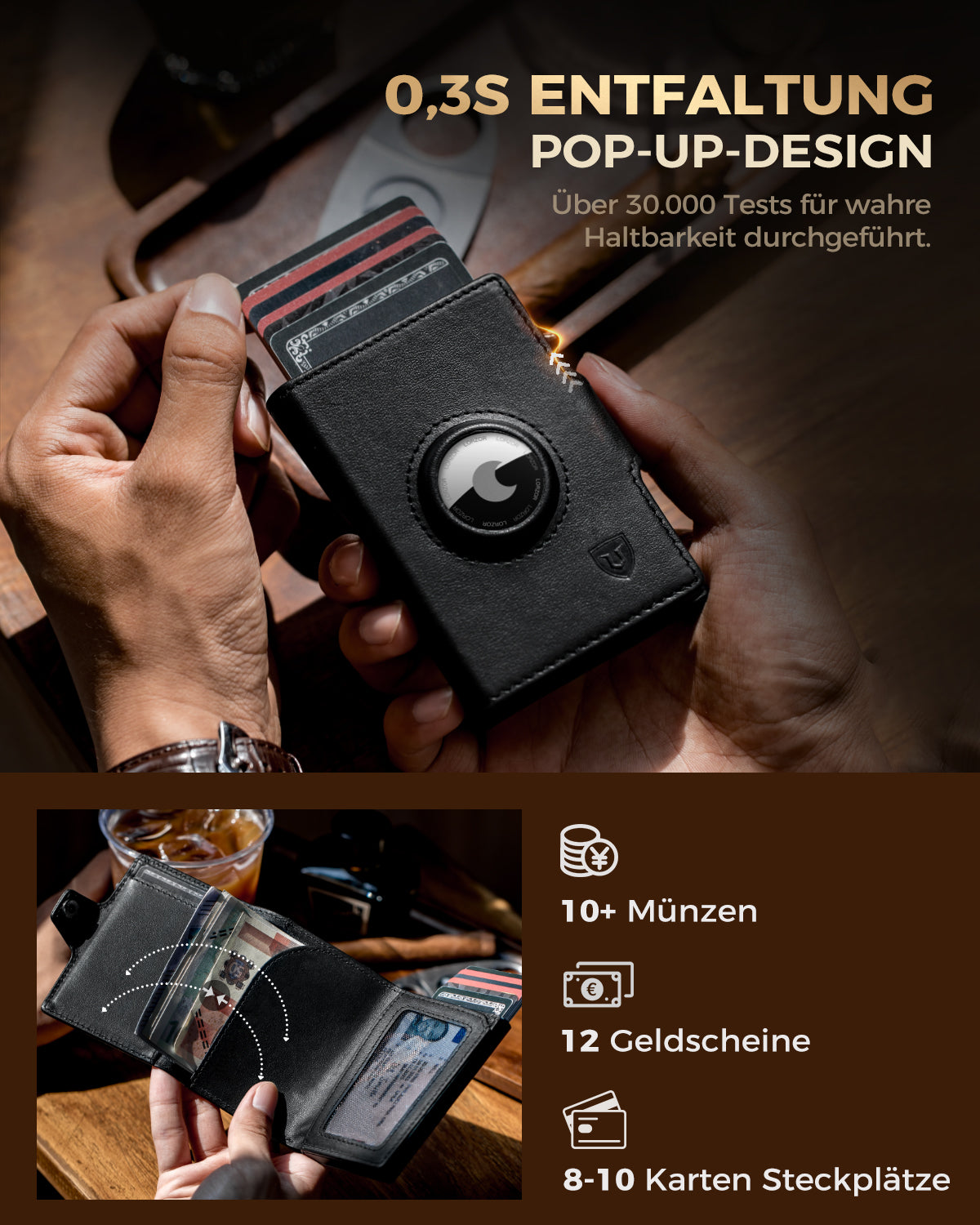 LORZOR AirTag Wallet Leather Wallet with Coin Pocket BN