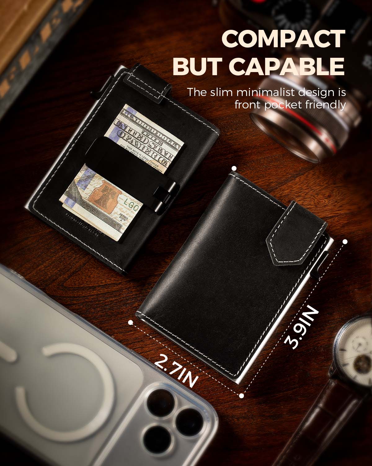 LORZOR Mens Leather Wallet-Minimalist Wallet GM4